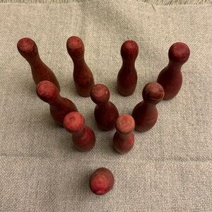 Vintage Wooden Skittles or Miniature Bowling Pin Set